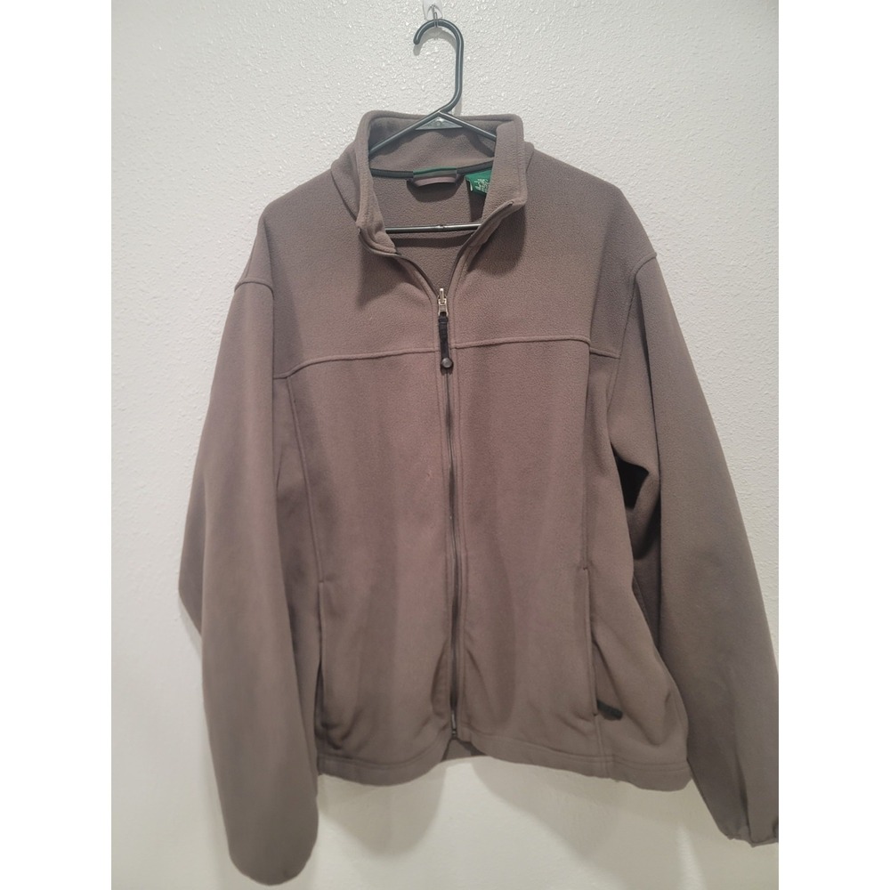 LL Bean Polartec Fleece Jacket Mens Large Tall Brown Full Zip Outdoor Pullover
